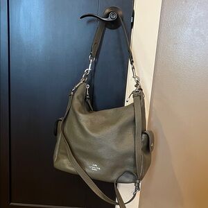 Coach Olive Green Leather Shoulder Bag